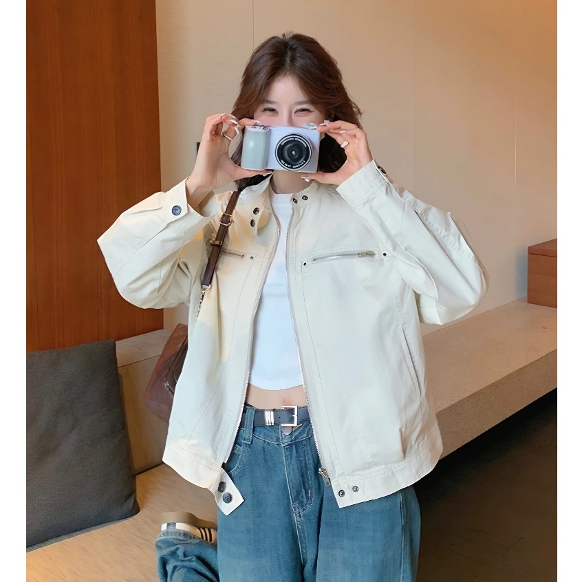 Áo khoác kaki dáng ngắn ,áo khoác jacket 2 lớp cao cấp cổ tròn Ciberti | BigBuy360 - bigbuy360.vn