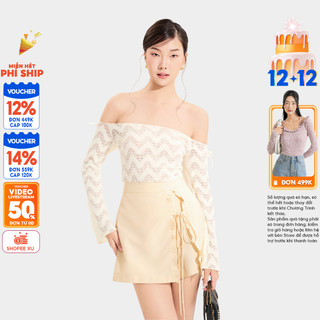 Váy Skort Xẻ Trước MARC FASHION Phối Bèo Thắt Nơ - CBQT032024