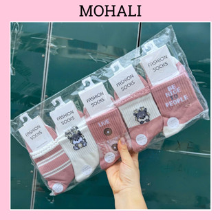 Tất Vớ Cổ Cao SET 5 ĐÔI Vớ Cao Số Hồng Nam Nữ Cotton Mịn Thời Trang Hàn Quốc Đẹp Giá Rẻ MOHALI SVC017
