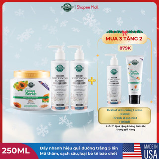 COMBO Tẩy Tế Bào Chết Body Đu Đủ Mỹ 560G + 2 Lotion Dưỡng Trắng Cấp Ẩm Da Body Chiết Xuất Thảo Mộc 250ml Hollywood Style
