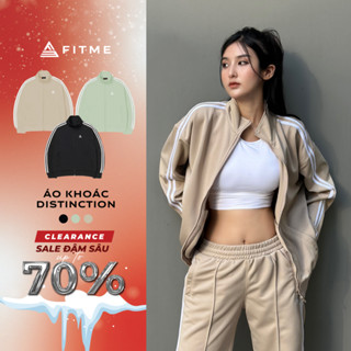 Áo khoác thể thao Fitme Distinction 2 sọc nam nữ thun poly dày dặn đứng form - AJK2S