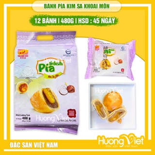 Bánh pía KIM SA MÔN TRỨNG TAN CHẢY Tân Huê Viên, bánh pía Sóc Trăng 480g, [TÚI 12 BÁNH]