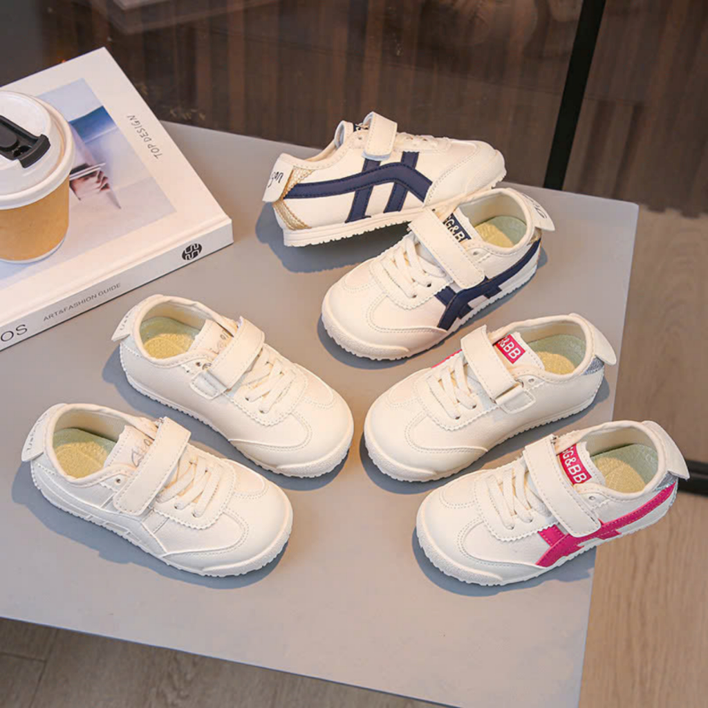 Giày Thể Thao Da Mềm Kẻ Sọc Thời Trang Cho Bé Trai và Bé Gái GAUKID-G54 - Giày Quai Dán Thuận Tiện