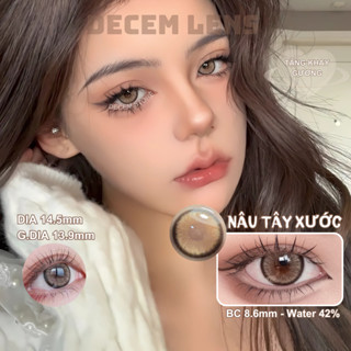 Kính áp tròng màu nâu tây xước GDIA 13.9mm BR8, contact lens mắt douyin brown cận độ giãn tròng to 1 năm 14.5 DecemStore