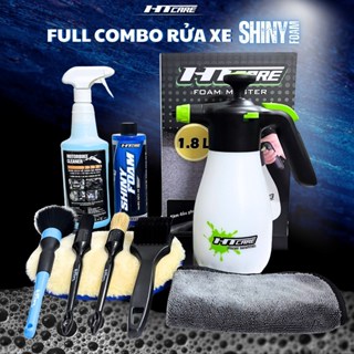 COMBO chăm sóc xe SHINY FOAM với bình bọt tuyết FOAM MASTER HTCARE rửa xe tại nhà dùng cho Ô Tô & Xe Máy
