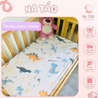 Áo Bọc Nệm Cũi Chất Tencel, Áo Bọc Nệm Có Dây Kéo Mềm Mịn Thoáng Khí, Thấm Hút Mồ Hôi Dành Cho Bé