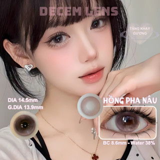 Kính áp tròng màu hồng pha nâu GDIA 13.9mm PI1, contact lens gray mắt douyin cận độ giãn tròng to 1 năm 14.5 Decem Store