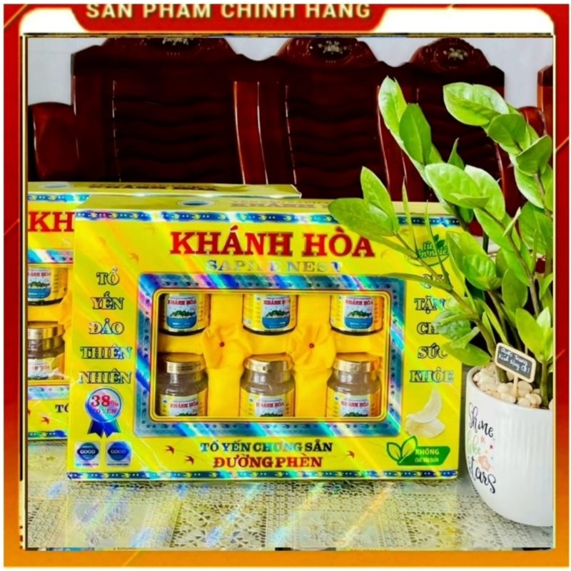 [ Hợp quà lót nhung có túi đựng 6 lọ 38% tặng kèm 3 lọ lẻ 30%  ] YẾN  ĐƯỜNG PHÈN  KHÁNH HÒA 100% YẾN TỰ NHIÊN GOLD.