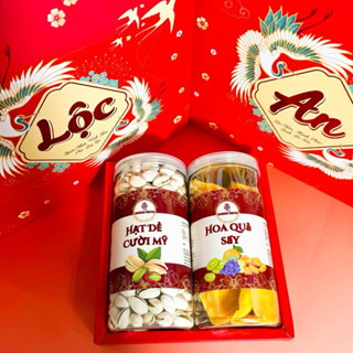 Set hộp quà tết hạt dinh dưỡng LỘC AN - Set 2 hộp macca, dẻ cười, hạt điều, hạnh nhân quà tặng doanh nghiệp