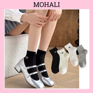 Tất cổ lửng nữ vớ lolita ren nơ thêu nhiều màu cotton kháng khuẩn thời trang hàn quốc giá rẻ MOHALI VC020