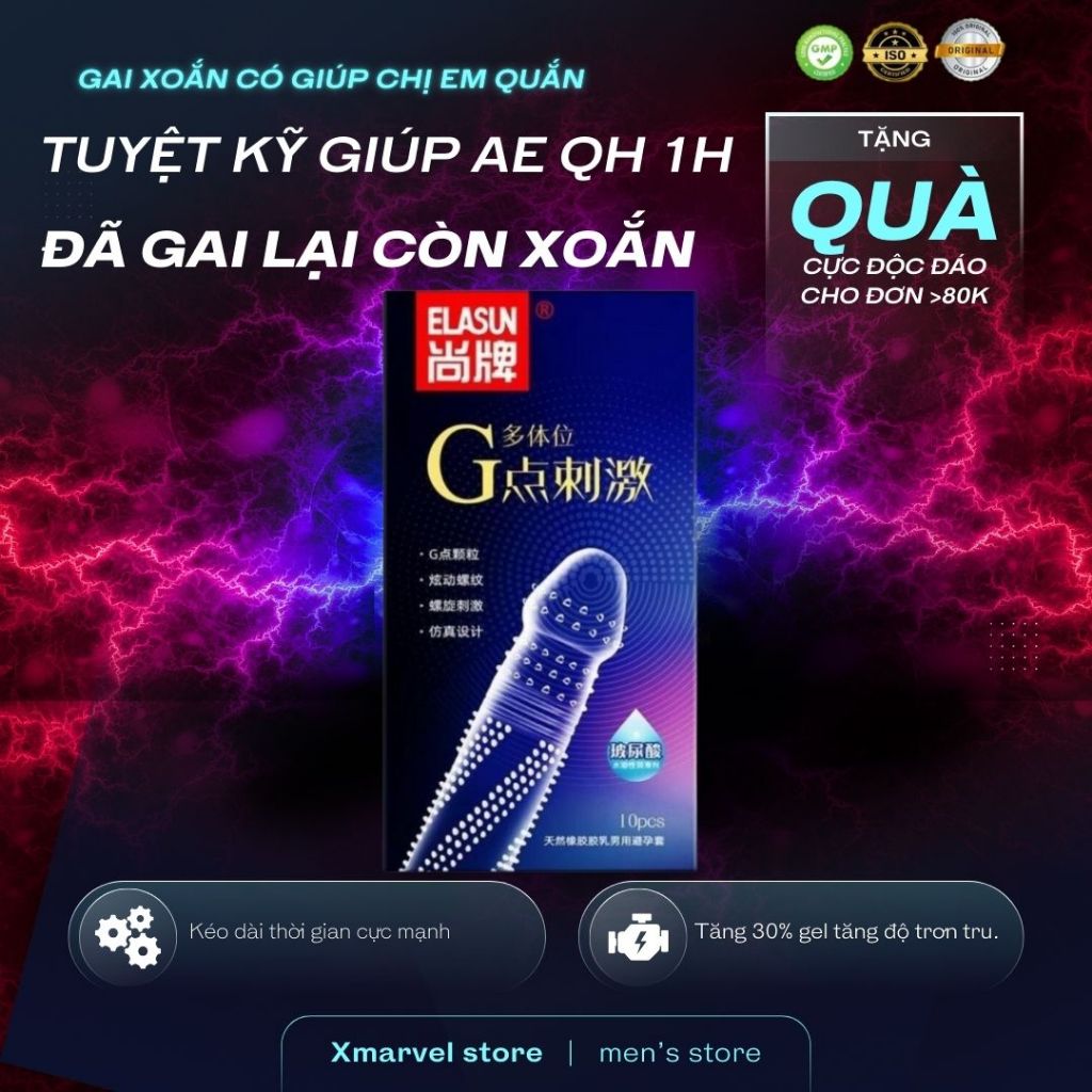 Bao cao su Gai Xoắn Ôc - ôm sát kích thích sâu - Hộp 10 bao Bcs Xmarvel