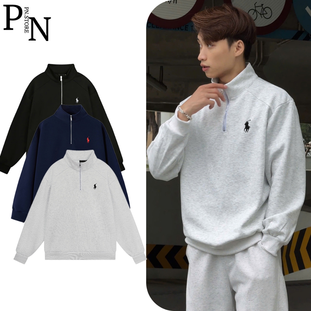 Áo Sweater Cổ Zip PN STORE Vải Nỉ 2 Da Có Khóa Cổ Form Rộng Unisex