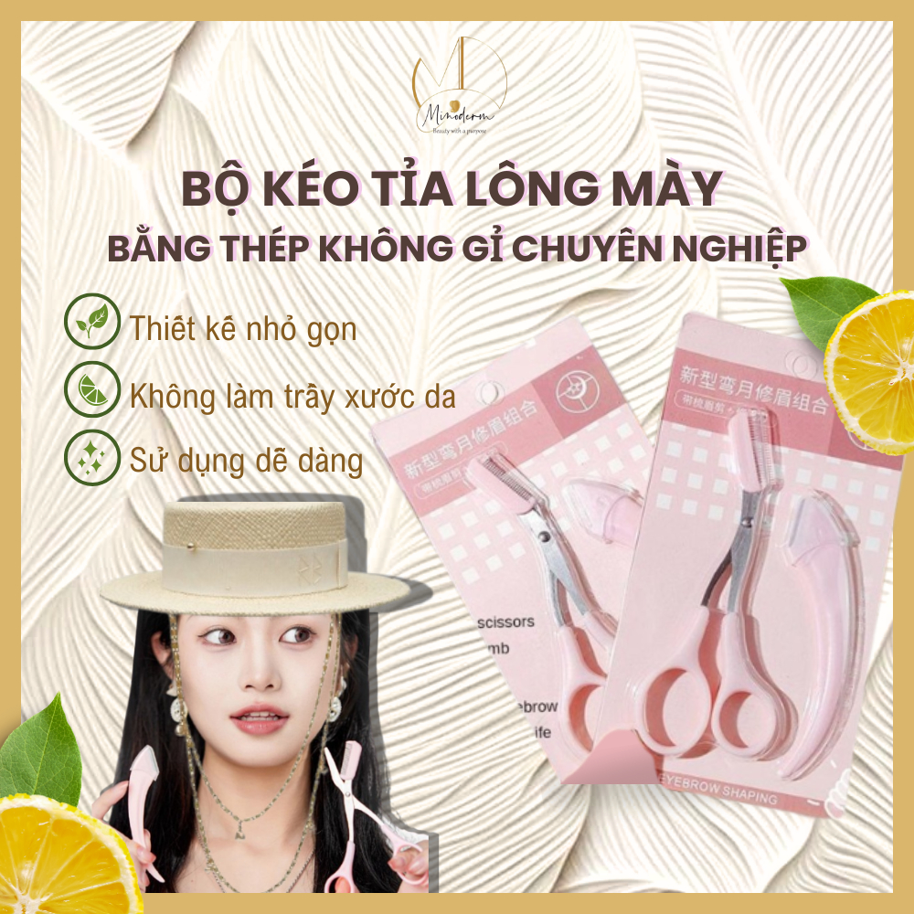 Ảnh 2 của Bộ Dụng Cụ Cắt Tỉa Lông Mày BEABIAI Gồm Kéo Và Lưỡi Dao Cạo Chuyên Nghiệp, An Toàn