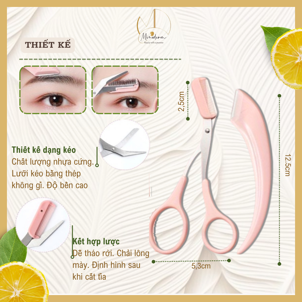 Ảnh 3 của Bộ Dụng Cụ Cắt Tỉa Lông Mày BEABIAI Gồm Kéo Và Lưỡi Dao Cạo Chuyên Nghiệp, An Toàn