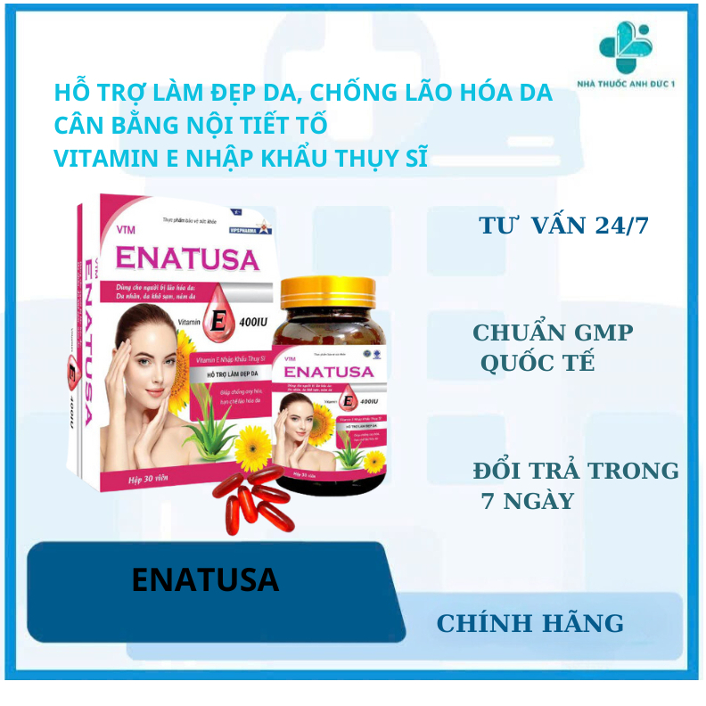 Viên Uống Vitamin Enatusa- Bổ Sung Vitamin E,Hỗ Trợ Giảm Nám, Mờ Tàn Nhang, Chống Nắng - 30 Viên