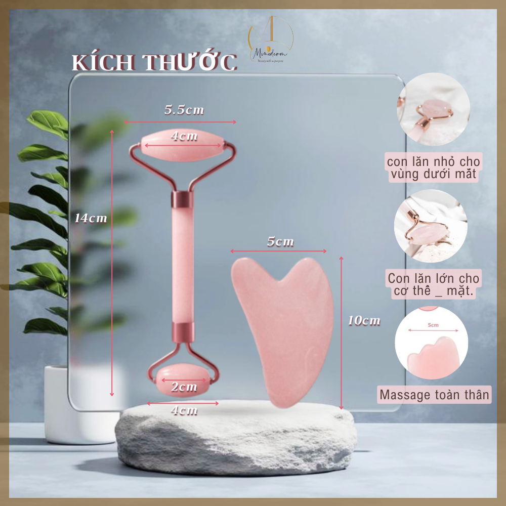 Ảnh 3 của Combo Cây Lăn Thạch Anh + Đá Guasha Massage BEABIAI Nâng Cơ, Kích Thích Sản Xuất Collage