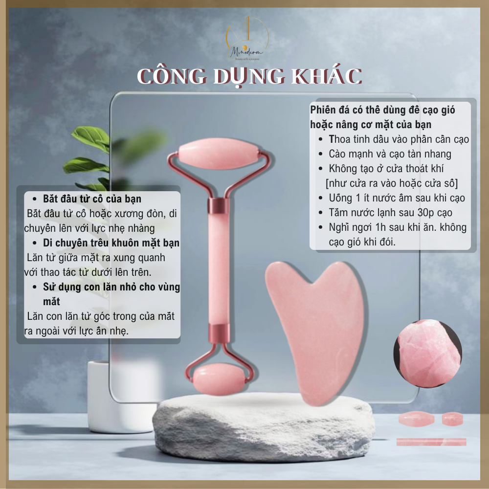 Ảnh 6 của Combo Cây Lăn Thạch Anh + Đá Guasha Massage BEABIAI Nâng Cơ, Kích Thích Sản Xuất Collage