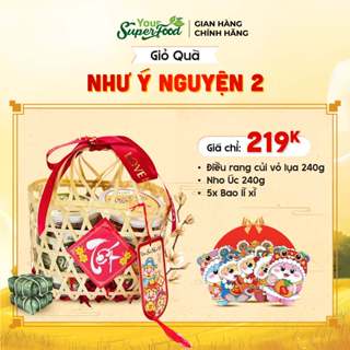  Giỏ quà Tết Như Ý Nguyện 2 mây tre đan tặng hạt dinh dưỡng cao cấp từ Your Superfood 