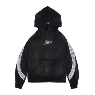 [SMAKER] Áo Hoodie nam nữ Local Brand, chất nỉ b cotton wash Unisex-LOGO STRIPES WASHED HOODIE IN BLACK