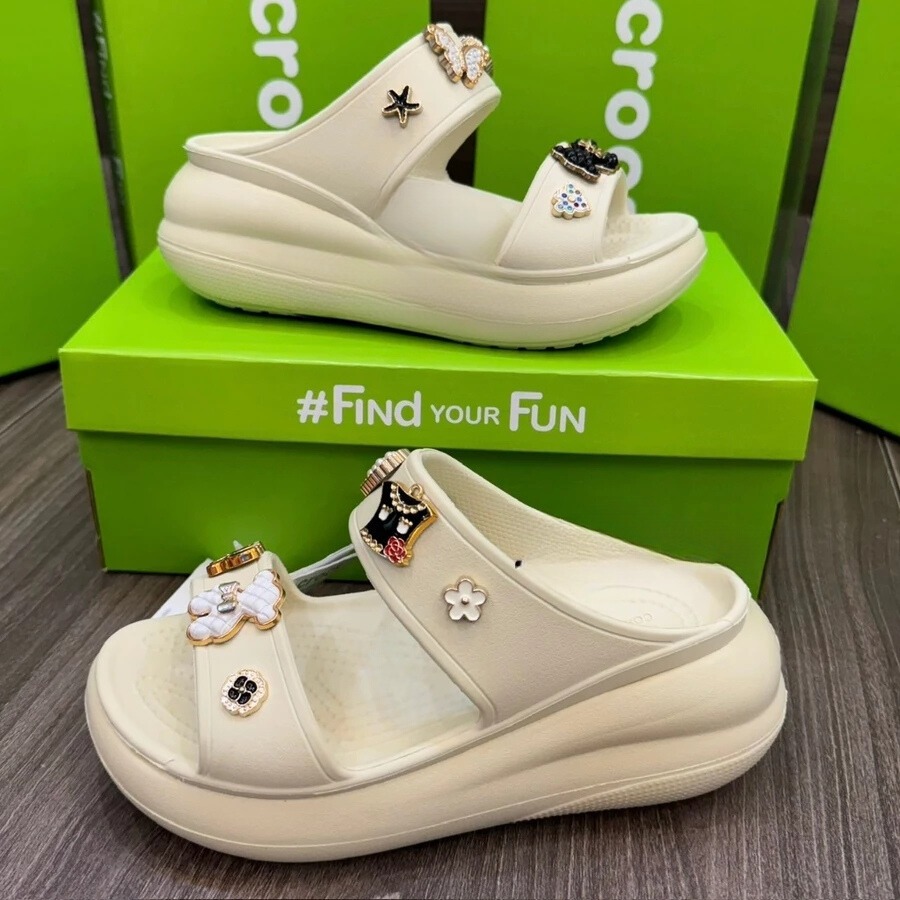 [Full Box] Cross Đế Cao 7CM - Cross Sandal Nữ Đế Cao, tặng kèm sẵn Charm 3D