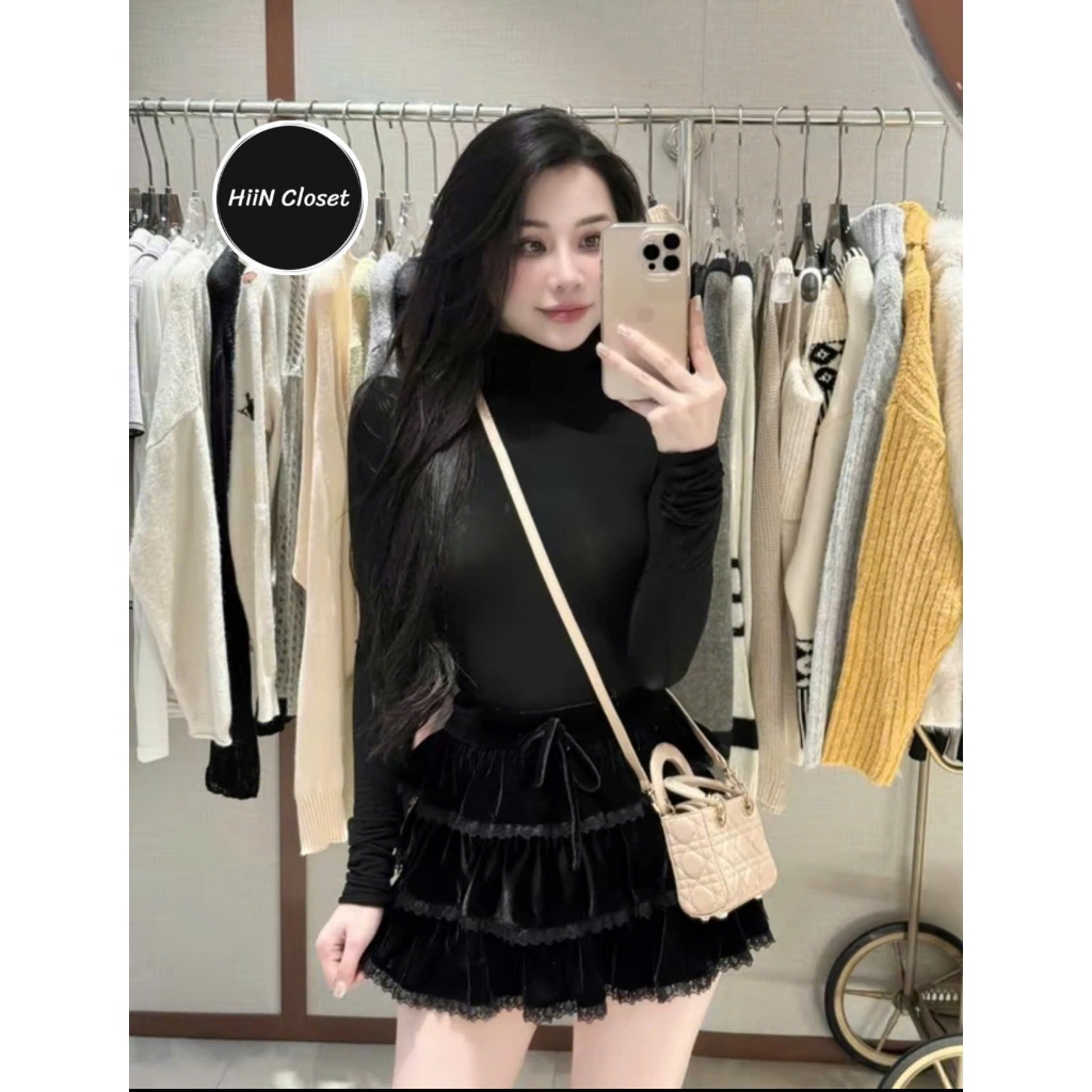 Áo thun cổ Lọ dài tay ôm body - Áo thun chất Bozip cổ lọ tôn dáng HiiNCloset - 113 | BigBuy360 - bigbuy360.vn