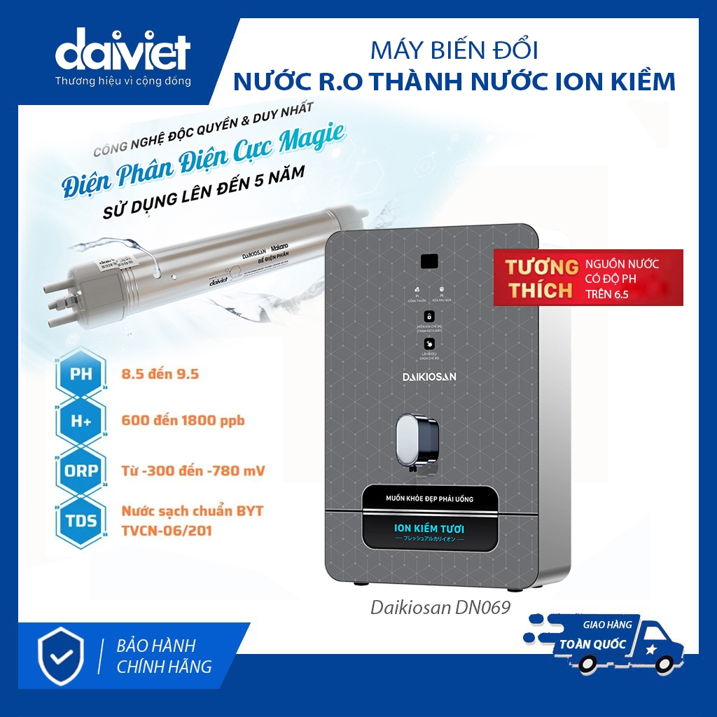 Máy biến đổi nước RO thành nước ion kiềm tươi Daikiosan DN069