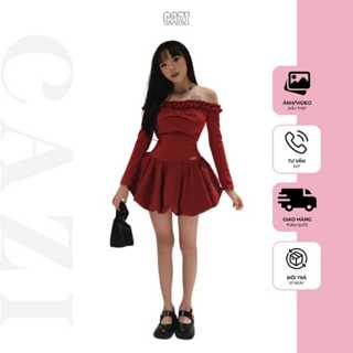 Cazi Camila Dress - Váy trễ vai bèo ngực chân bồng