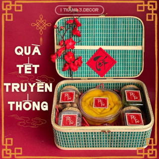 Set Quà Tết Truyền Thống Mây Tre Đan - Hạt Dinh dưỡng, Mứt, Trà - Quà Biếu Cao Cấp, Quà tết 2025