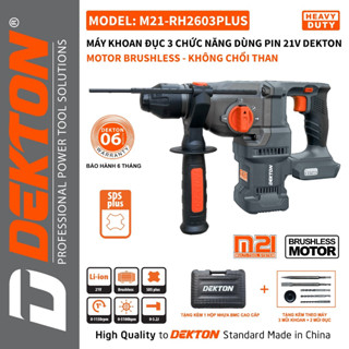 Máy khoan bê tông pin DEKTON M21-RH2603PLUS, 3 Chức Năng, Không chổi than, SDS PLUS, Lực Đập 3.2J