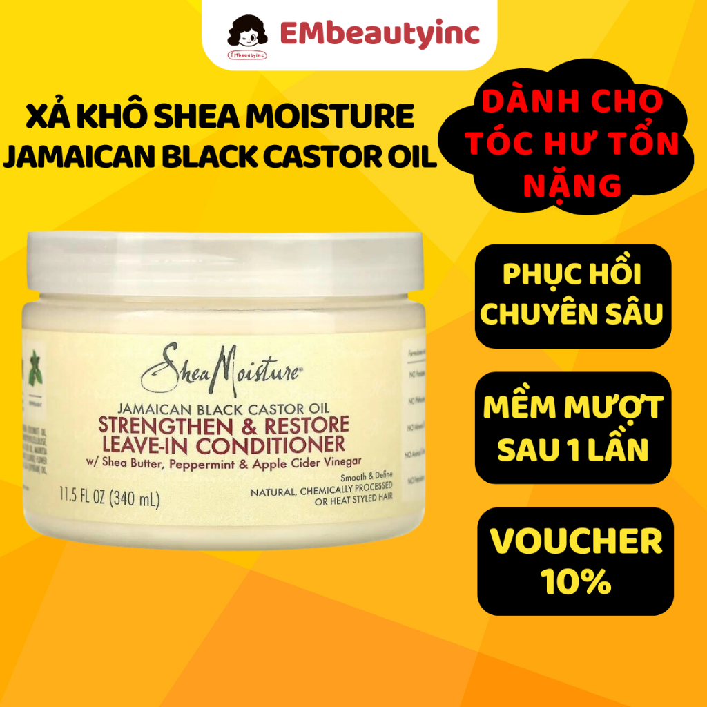 Xả Khô Shea Moisture Shea Moisture Jamaican Black Castor Oil Reparative Leave-In Conditioner 340ml