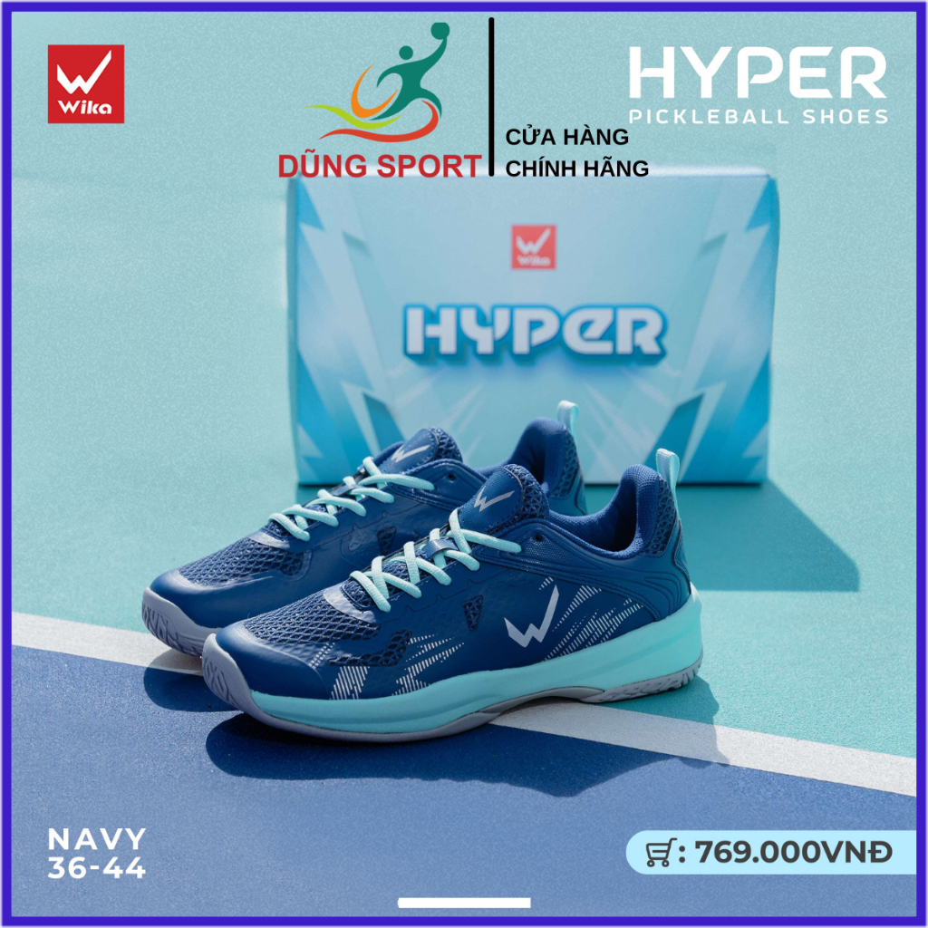 Giày Wika Hyper Nam Nữ Chính Hãng Màu Xanh Navy - Giày Chơi Pickleball, Bóng Chuyền, Cầu Lông, Bóng 
