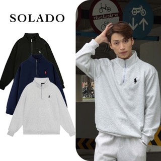 Áo Sweater cổ zip SOLADO vải nỉ 2 da có khóa cổ form rộng unisex