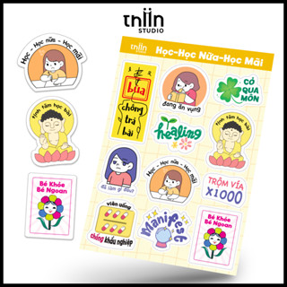 Hình dán sticker Học Tập THIIN STUDIO, sticker chống nước, sticker cute học tập hài hước