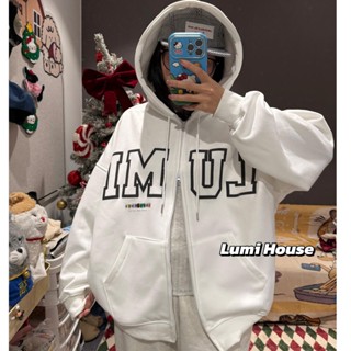 ÁO KHOÁC HOODIE ZIP FORM BOXY CHẤT NỈ LÓT LÔNG NGẮN MÀU TRẮNG NEW SEASONS 2025
