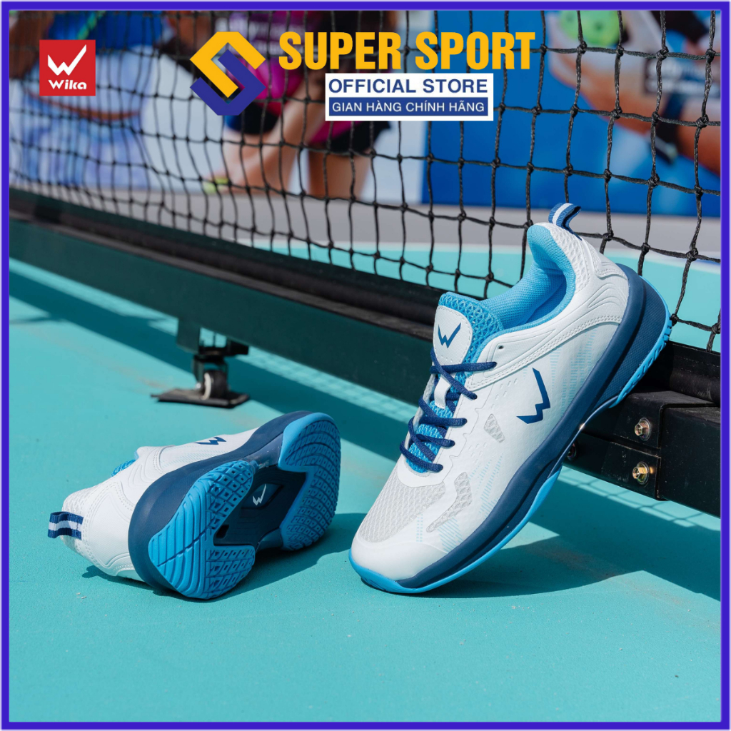Giày Thể Thao Wika Hyper Nam Nữ Chính Hãng Màu Trắng Xanh - Giày Chơi Pickleball, Bóng Chuyền, Cầu L