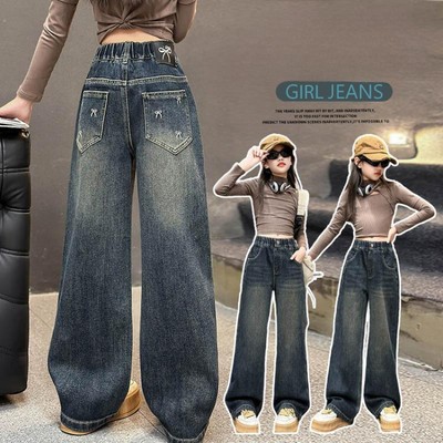 Quần Jean Ống Rộng Phong Cách Thời Trang Cho Các Bé Gái Dưới 1m7 Quần Bò Ống Suông - Babimama - J106