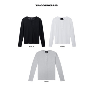TRIGGER CLUB - Áo thun tay dài ôm body cổ trụ - TGC WHITE/BLACK LONG SLEEVE T - SHIRT