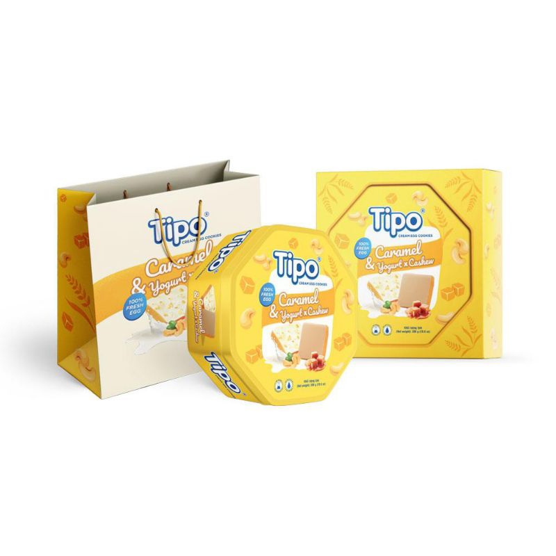 [DATE MỚI] Tết6 Sum Vầy - Bánh Tipo sữa chua hạt điều và caramel hộp thiếc 300g (Scl/Tv/B1)