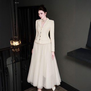 Lana Skirt | Chân váy nữ voan midi dáng dài H.I.U Fashion | thiết kế ly bay bồng bềnh 3 lớp thanh lịch HIU design