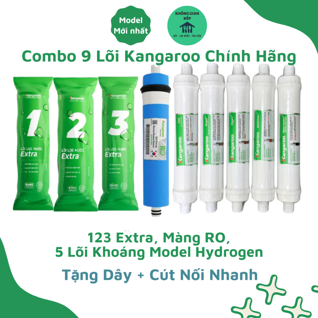 (Chào Sàn) Bộ 9 Lõi Lọc Kangaroo Hydrogen Dành Cho Các Model KG100HQUV, KG100HA, KGHP12, KG100HB...