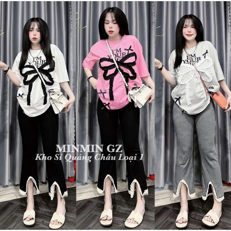  HCM_Có ship hoả tốc_ Set Bộ LOE THUN GÂN NƠ NỔI Hottrend Hàng THIẾT KẾ BIG SIZE Bộ đồ thun LOE NƠ Mới  hottrend xu hướng 