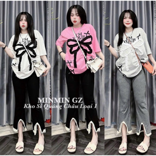 HCM_Có ship hoả tốc_ Set Bộ LOE THUN GÂN NƠ NỔI Hottrend Hàng THIẾT KẾ BIG SIZE Bộ đồ thun LOE NƠ Mới  hottrend xu hướng