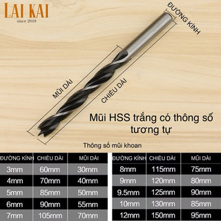 Mũi khoan gỗ HSS ba chĩa chuyên dụng