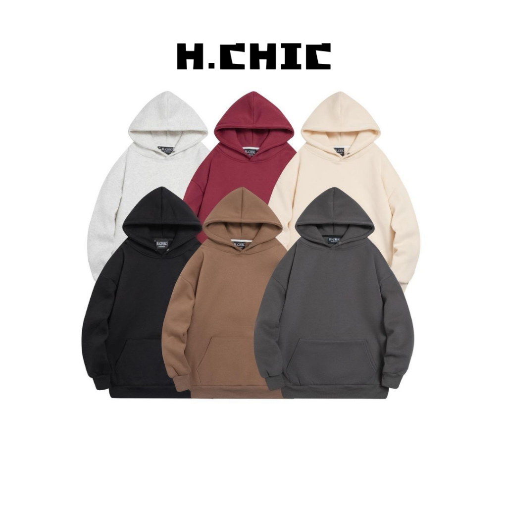 Áo nỉ hoodie trơn H.CHIC nam nữ nỉ bông form rộng M013 - Menswear Cotton áo  hoodie