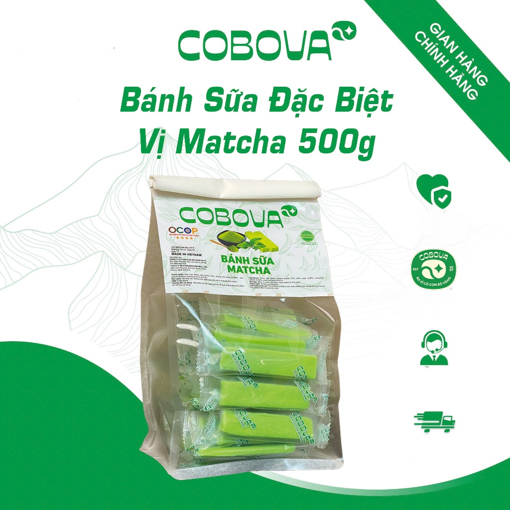 Bánh Sữa Đặc Biệt Vị Matcha, Bánh Sữa Đặc Sản Ba Vì Thương Hiệu Cobovamilk Con Bò Vàng Ba Vì 500G - 