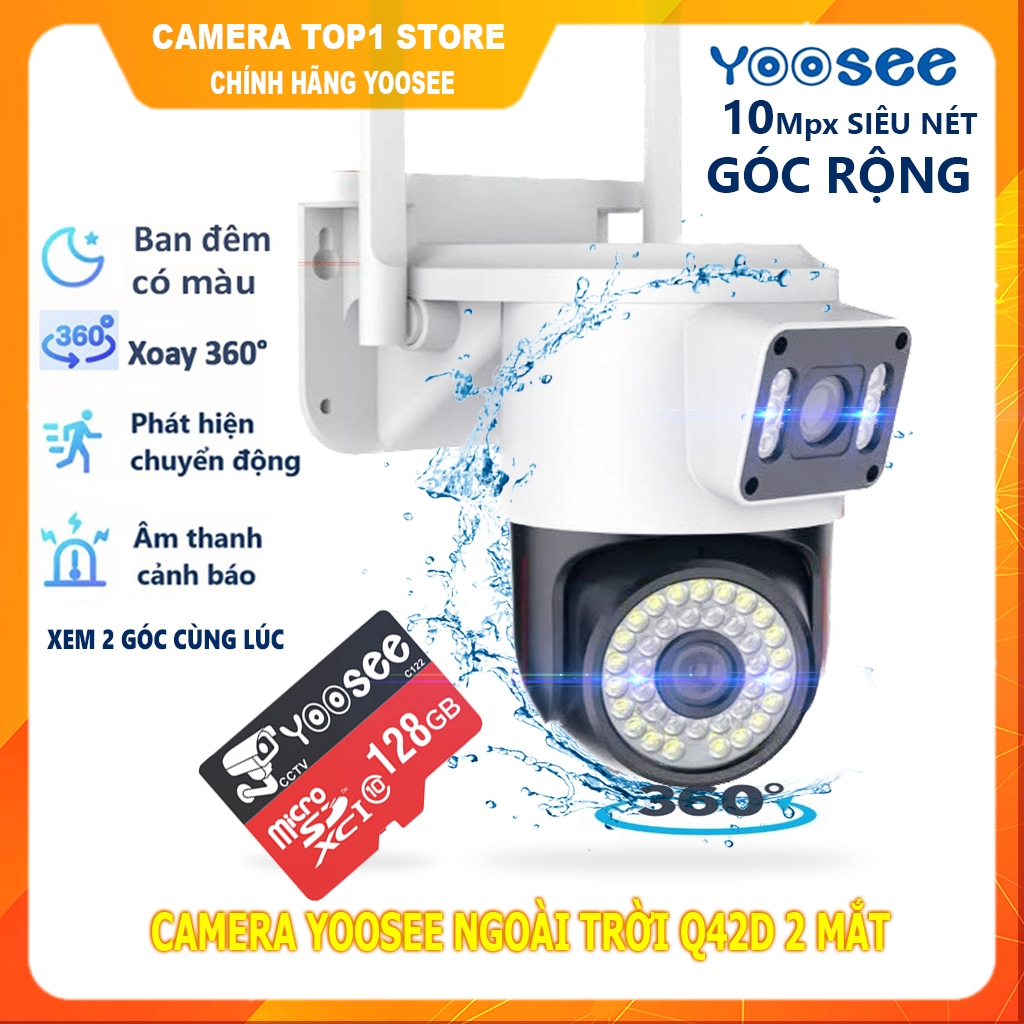 Camera YooSee Ngoài Trời 2 Mắt Q42D Xem 2 Góc Cùng Lúc, Góc Rộng Nét