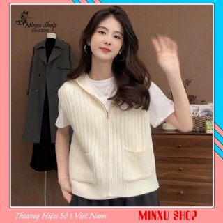 Áo Gile Nữ Liền MŨ, TÚI MỚI Có Khóa Kéo Phong Cách Hàn Quốc Hàng QC Đẹp Minxu Shop GL28K