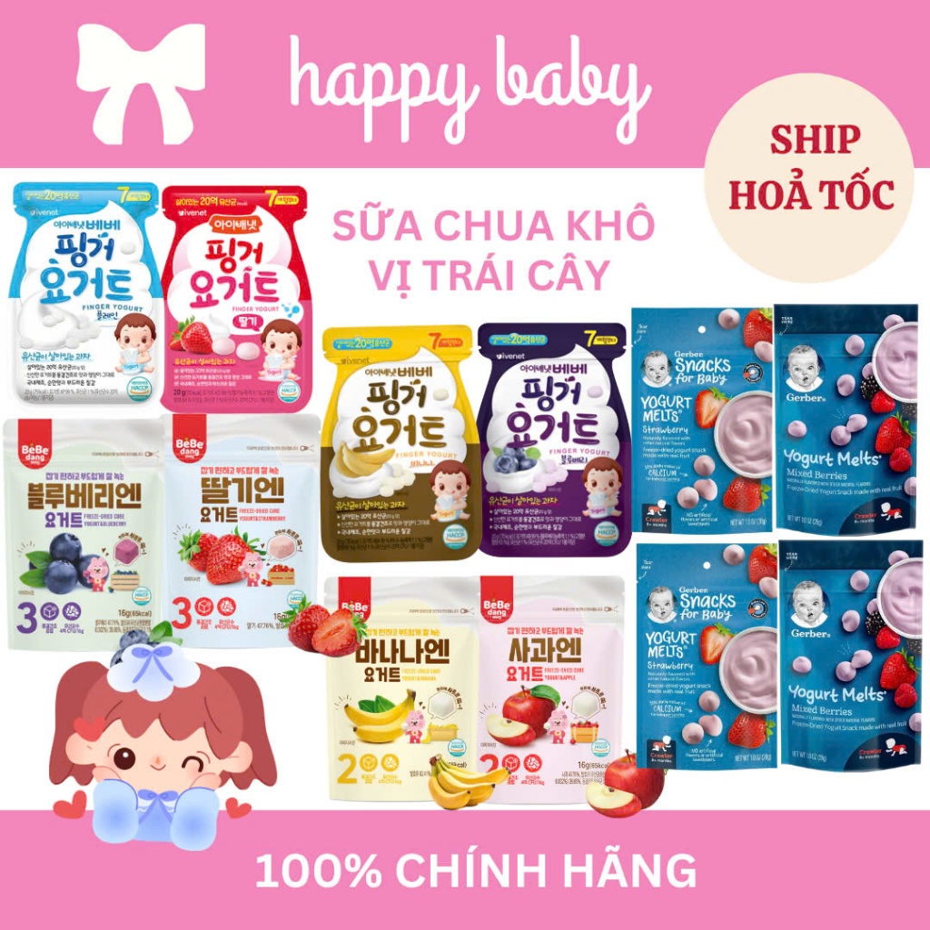 [HÀNG CHÍNH HÃNG] Sữa chua sấy Bebedang , Ivenet , Gerber dành cho bé từ 6 tháng tuổi