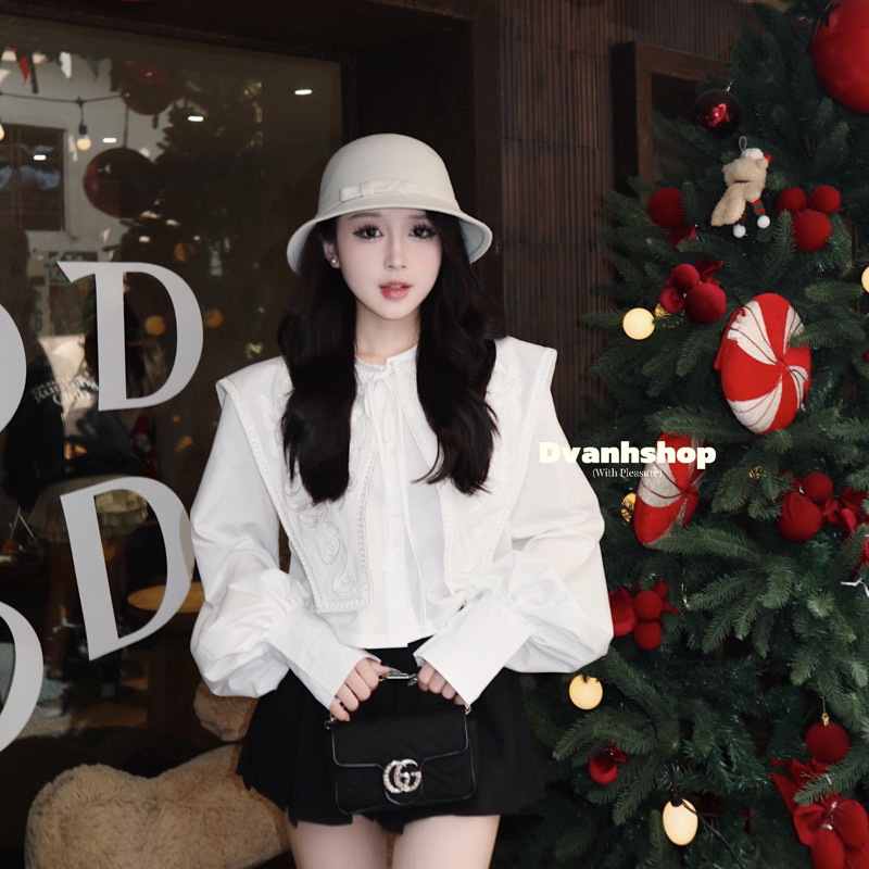 AMLY - Áo sơ mi phối cổ tiểu thư siêu xinh nữ😍 | BigBuy360 - bigbuy360.vn