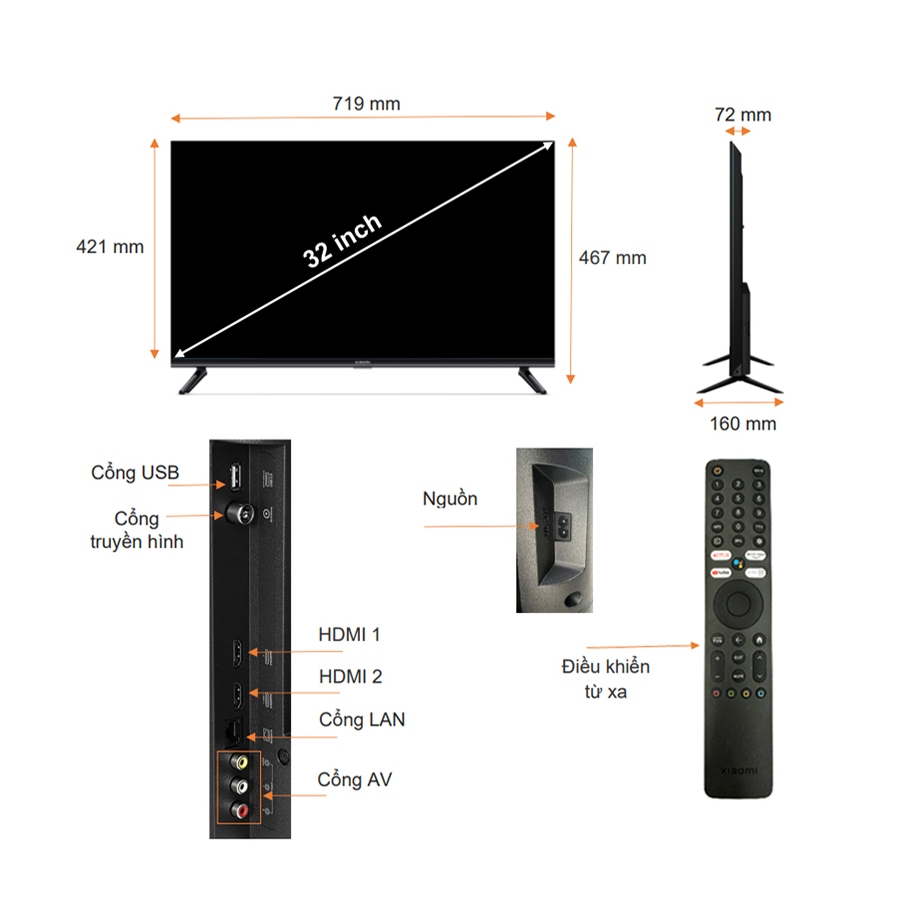 Tivi Xiaomi TV A 32 inch HD L32M8-P2SEA - Trợ lý Google Voice - BH 2 năm | BigBuy360 - bigbuy360.vn